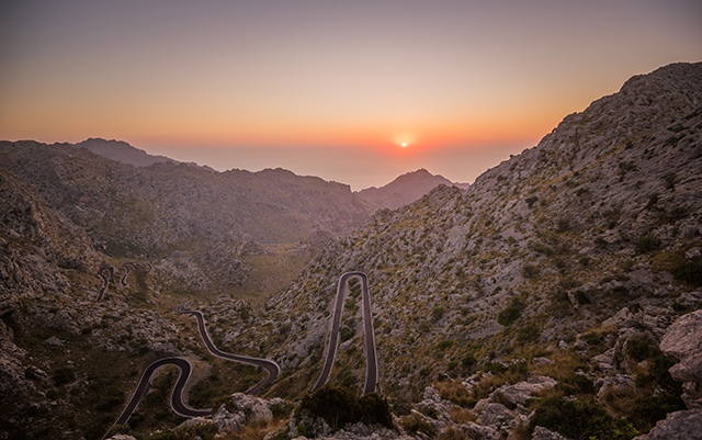 A twisting canyon road