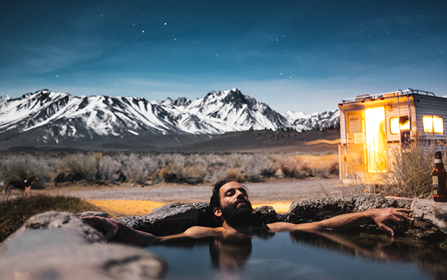 Relaxing in a hot spring